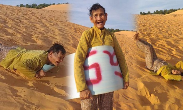 Cụ bà 71 tuổi leo đồi cát cho thuê ván trượt c.ứu con bị bệnh t.im