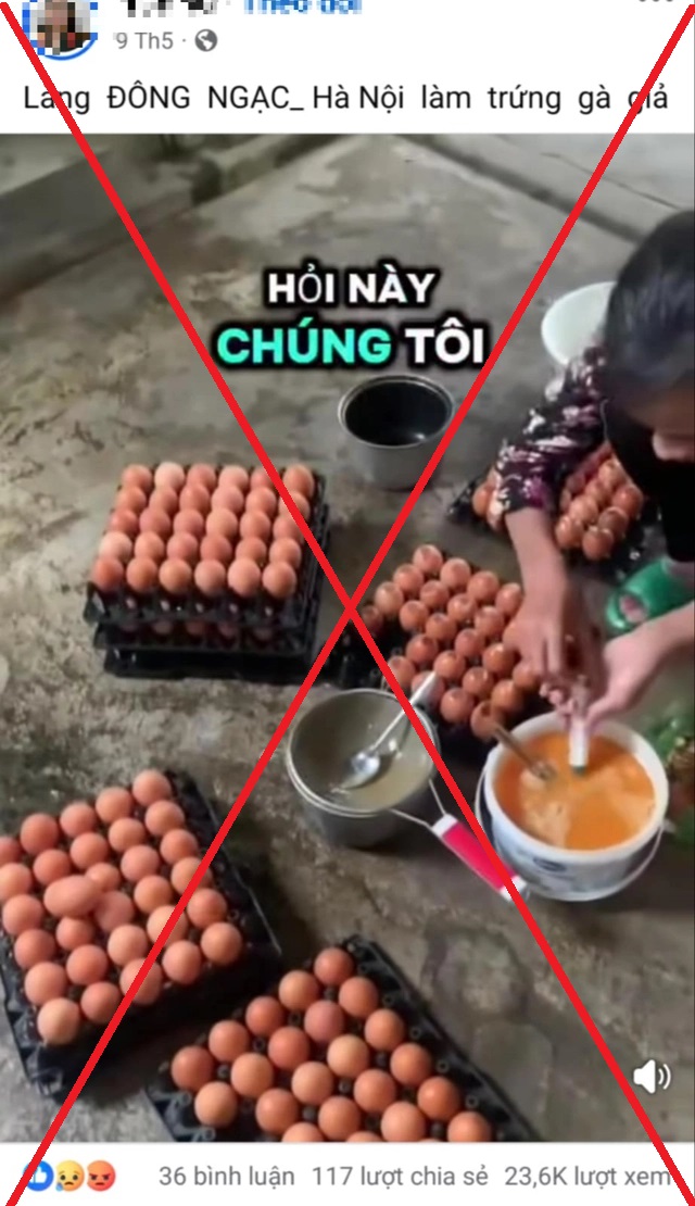 Mạng xã hội lan truyền thông tin thất thiệt về trứng gà giả (ảnh: Người lao động).