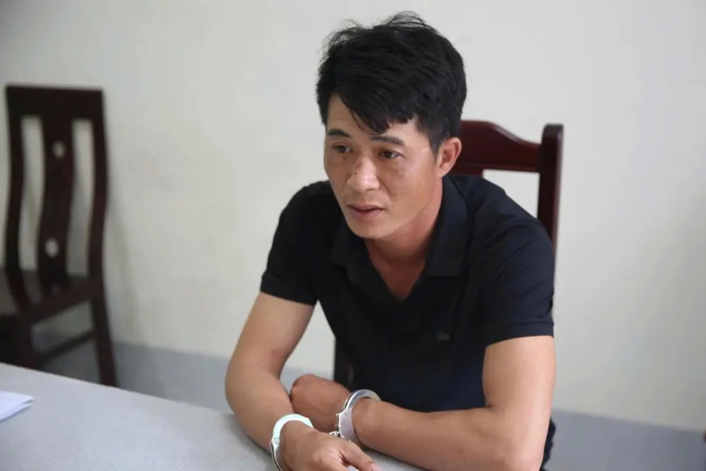 Nghi can An tại cơ quan điều tra. Ảnh: Hòa Vang