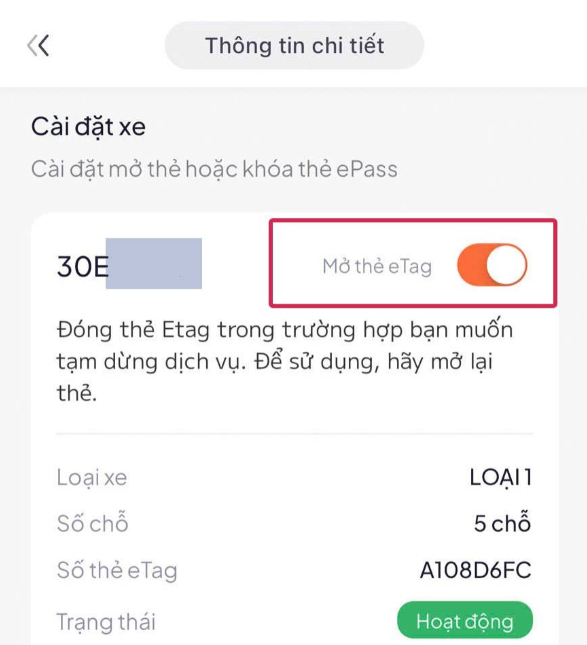 Chủ xe có thể tạm đóng thẻ E-Tag dễ dàng trên ứng dụng để tránh mất tiền "oan". Ảnh: Hoàng Hiệp