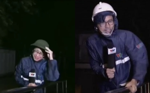Bão Noru càn quét : Phóng viên hiện trường không thể đứng vững trước sức gió bão