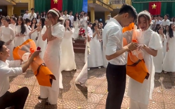 Nữ sinh được cầu hôn trong lễ tốt nghiệp cấp 3: Hành động sau đó mới gây tranh cãi toàn quốc