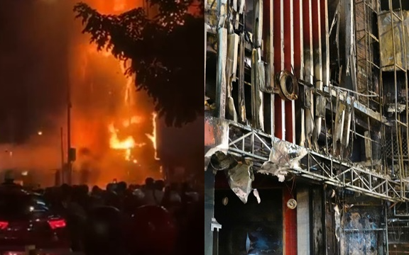 Cháy lớn tại vòng xoay Lý Thái Tổ: Khói lửa cuồn cuộn khiến người đi đường hoảng sợ