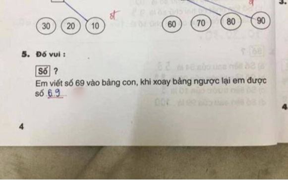 “Xoay ngược số 69 được số nào?”, bài toán tiểu học gây tranh cãi với đáp án của giáo viên