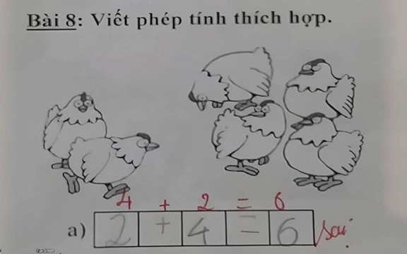 Bài toán lớp 1 khiến cộng đồng mạng chia phe tranh luận