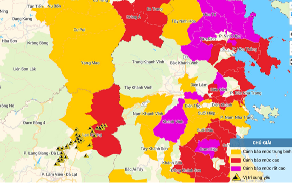 Người dân TP. Đà Nẵng, Quảng Ngãi, Gia Lai, Đắk Lắk, Khánh Hòa, Lâm Đồng lưu ý!