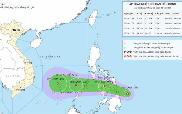Tin mới nhất về áp thấp nhiệt đới gần Biển Đông, khả năng hình thành bão số 15