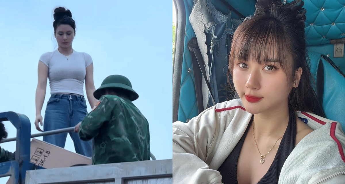 Danh tính cô gái bốc vác lái xe tải 30 tấn hỗ trợ miền Trung, thân thế đặc biệt, vóc dáng quyến rũ