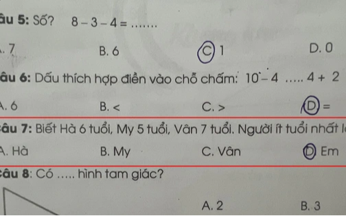 Bài Toán lớp 1 khiến phụ huynh “nhức đầu”, con làm sai nhưng nghe lời giải thích cũng rất hợp lý