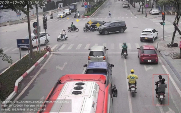 Danh sách 135 phương tiện vi phạm bị Camera AI ghi hình ngày 21/12