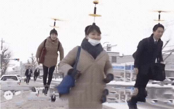 Ngày này đã tới rồi sao: Khung cảnh người Nhật dùng chong chóng tre bay đi làm đi học gây bão