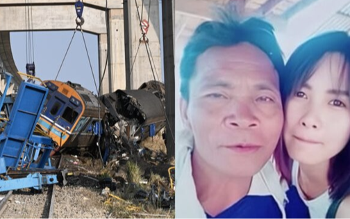 Con gái tử vong trên đường về nhà chịu tang cha vì cần cẩu đổ sập vào đoàn tàu đang chạy ở Thái Lan