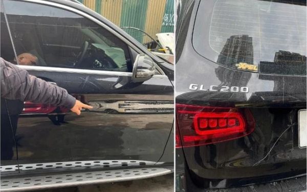 Công an vào cuộc vụ Mercedes GLC200 bị cào xước, bẻ gương, đập kính ở Hà Nội