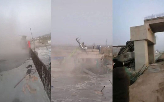 Khoảnh khắc cầu đường sắt ở Trung Quốc bất ngờ đổ sập, nhiều người thiệt mạng