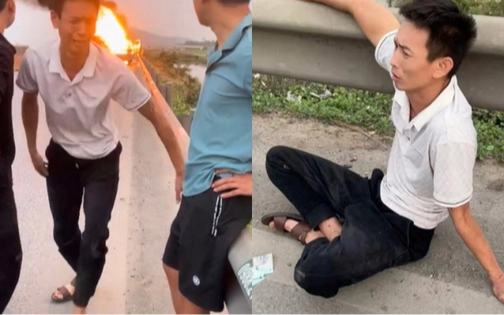 Tài xế xe tải gục khóc khi chứng kiến hơn chục xe máy đang chở ra Hà Nội hóa tro tàn giữa cao tốc