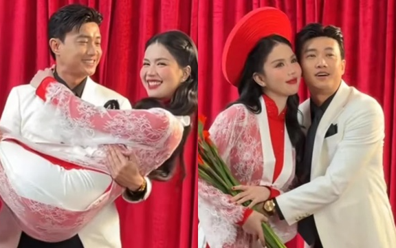 Quốc Trường hôn rồi ẵm Ngọc Trinh chụp ảnh cưới