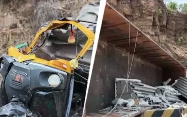 Đau xót hiện trường vụ tai nạn thảm khốc, 7 người tử vong: Xe tải chở cột xi măng bất ngờ lật, đè trúng xe 3 bánh