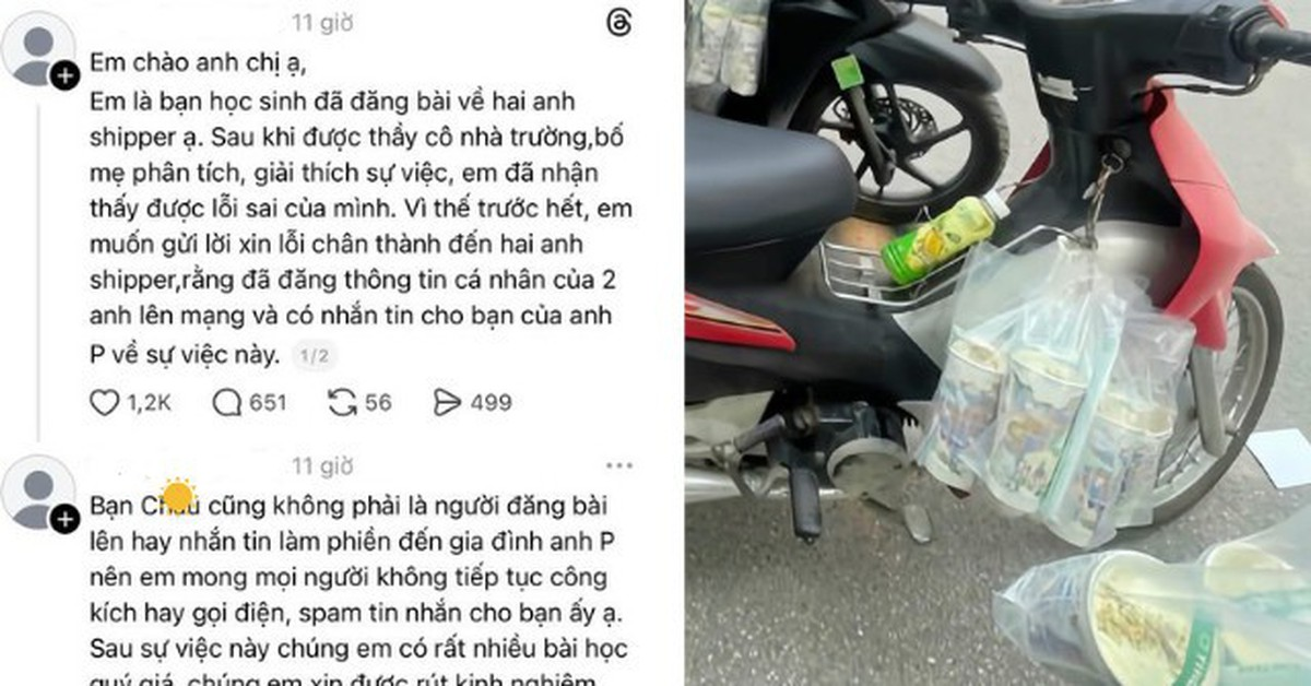 Xôn xao "bài đăng xin lỗi" từ tài khoản nhận là học sinh tố "shipper tự ý tiêu hủy 33 ly trà sữa giá 1,7 triệu"