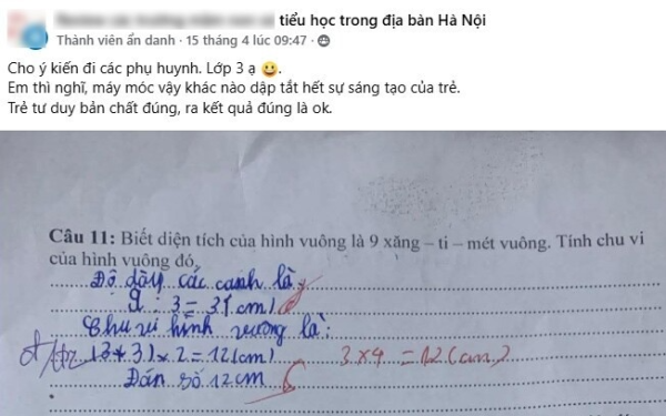 Học sinh lớp 3 làm toán (3 + 3) x 2 = 12 bị cô gạch sai, mẹ lên mạng thắc mắc làm bùng nổ tranh cãi