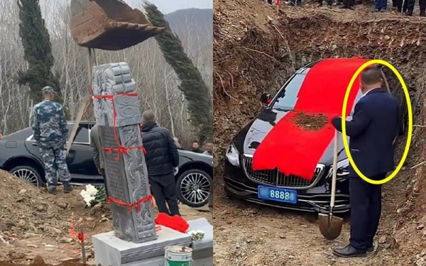 Gia đình chôn chiếc Mercedes biển 8888 cùng người đàn ông quá cố