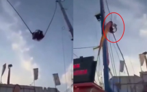 Cáp trò chơi đứt bung giữa không trung, bốn người bị quăng quật