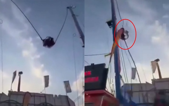 Cáp trò chơi đứt bung giữa không trung, bốn người bị quăng quật