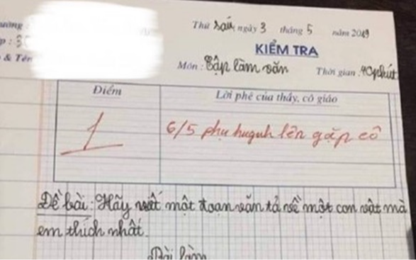Bài văn tả chó của học sinh lớp 3 bị cô giáo cho 1 điểm và mời phụ huynh lên gặp, dân mạng đọc thử rồi tranh cãi ầm