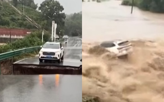 Kinh hoàng khoảnh khắc cầu gãy sập, ô tô bị "nuốt chửng" trong dòng lũ dữ