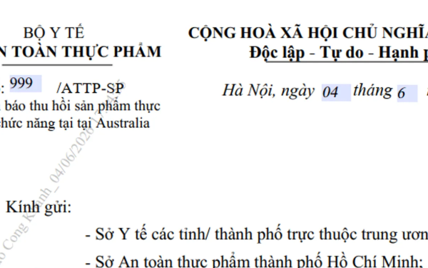 Bộ Y tế cảnh báo loạt sản phẩm của Australia nghi có dị vật, khuyến cáo ngừng sử dụng