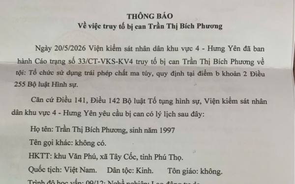 Quyết định truy tố Bích Phương liên quan đến ma túy