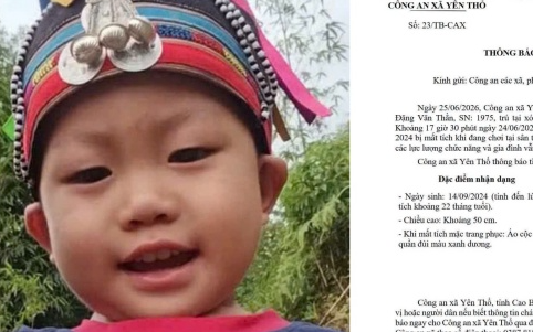 Công an tỉnh Cao Bằng phát thông báo khẩn: Đề nghị cả nước phối hợp tìm kiếm cháu bé 22 tháng tuổi mất tích