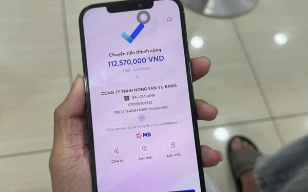 Kiểm tra giao dịch 112.573.000 đồng đến tài khoản MBBank của Lê Vũ Bằng SN 1996