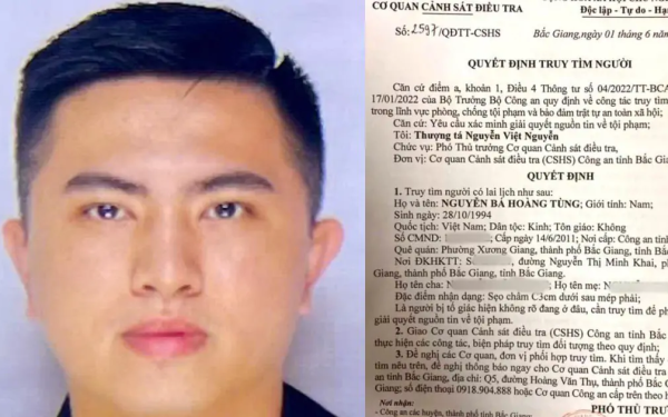 Công an phát thông báo truy tìm Nguyễn Bá Hoàng Tùng SN 1994